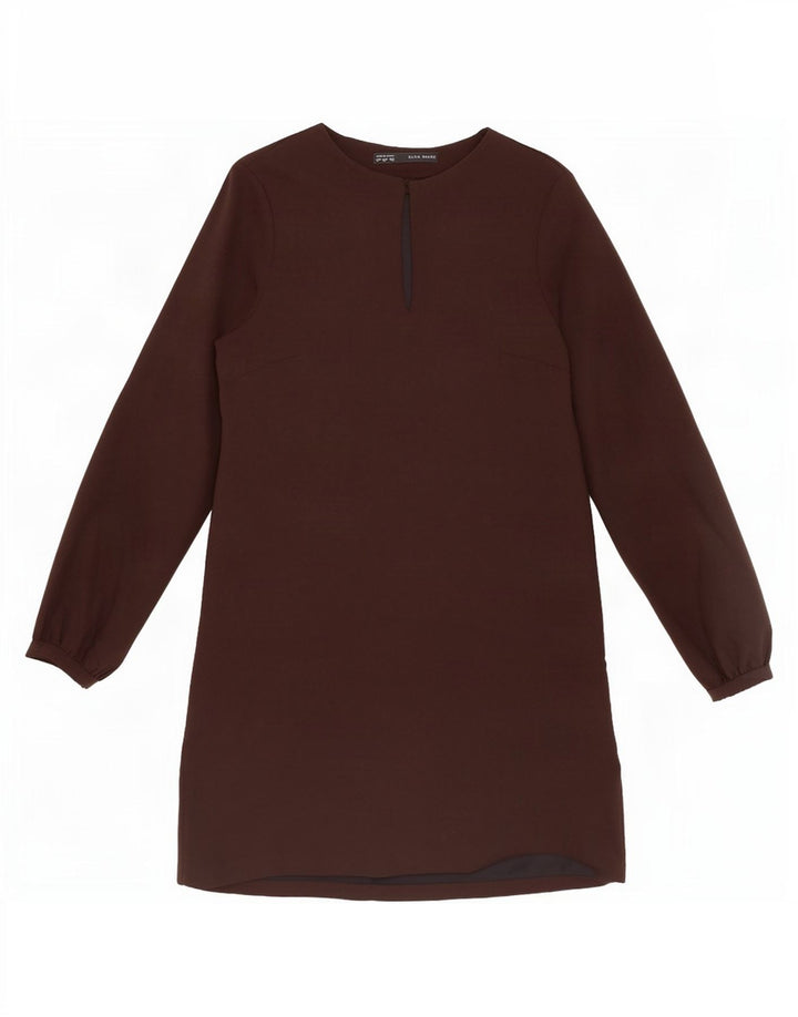 Zara Damen Langarm-Etuikleid UK 14 Mittelschwarz
