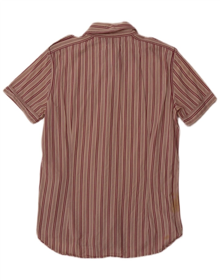 Diesel Herren-Kurzarmhemd aus mittelroter, gestreifter Baumwolle
