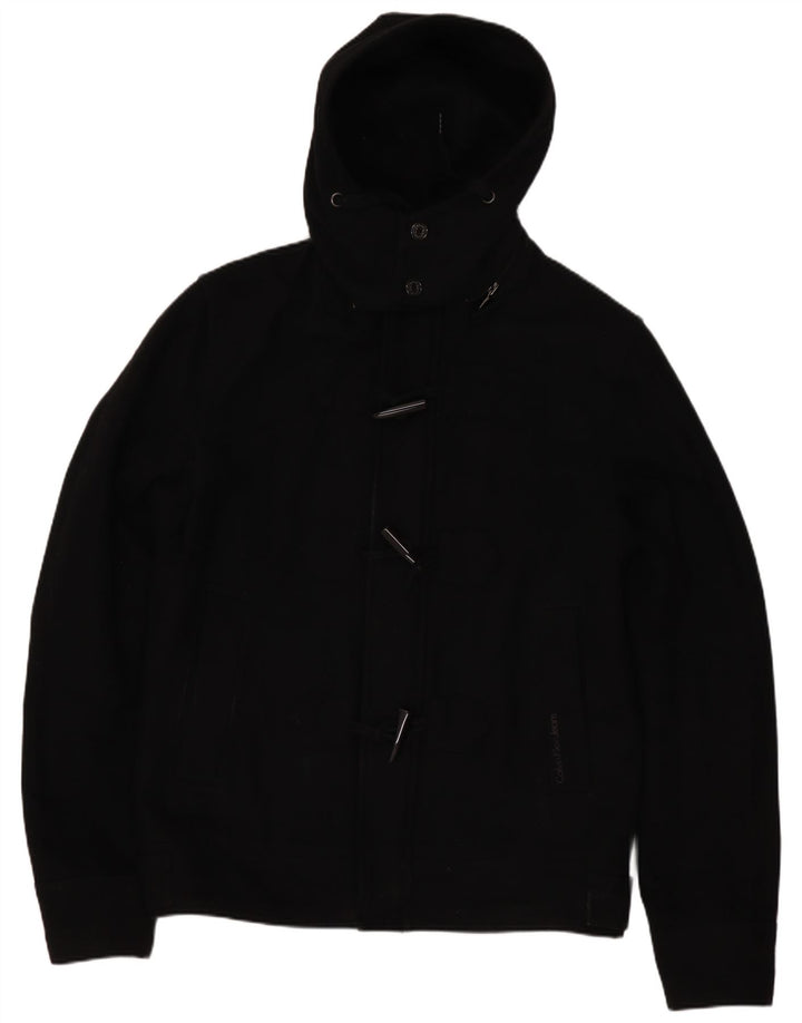 CALVIN KLEIN JEANS Herren Bomberjacke mit Kapuze UK 38 Mittelschwarze Wolle