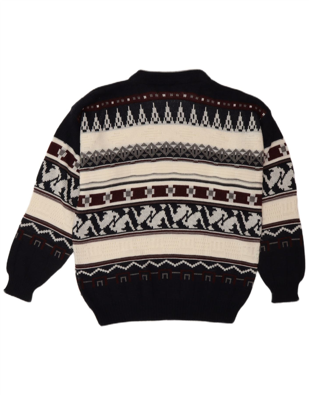 VINTAGE Herren-Pullover mit Rundhalsausschnitt, groß, mehrfarbig, Fair Isle