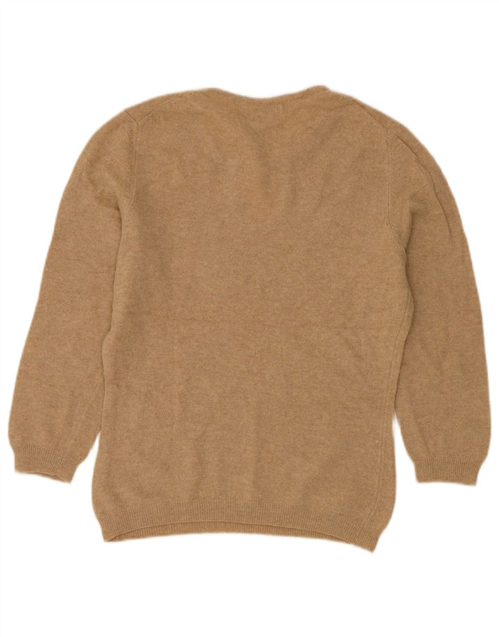 BENETTON Damen-Pullover mit U-Boot-Ausschnitt, UK 12, Mittelbeige, Schurwolle