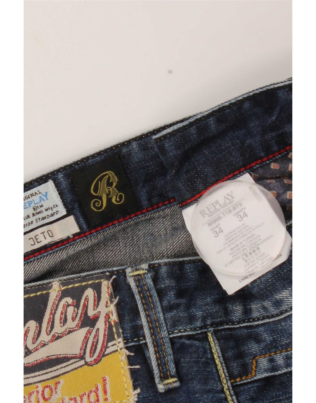 Replay Herren Jeto Slim Jeans W34 L34 Blaue Baumwolle