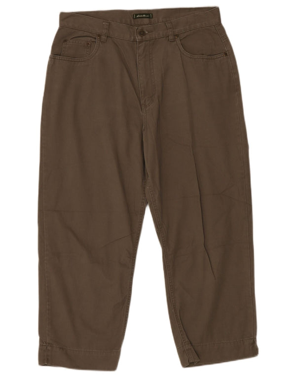 EDDIE BAUER Damen-Hose mit hoher Taille, kurz geschnitten, US 12, Größe L, W32, L24, Grün