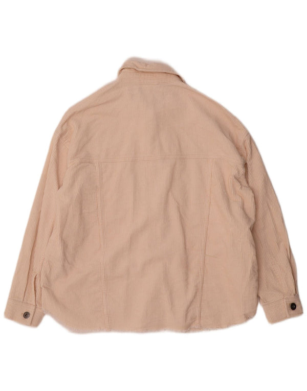 Zara Damen Übergroßes Cordhemd UK 6 XS Beige Baumwolle
