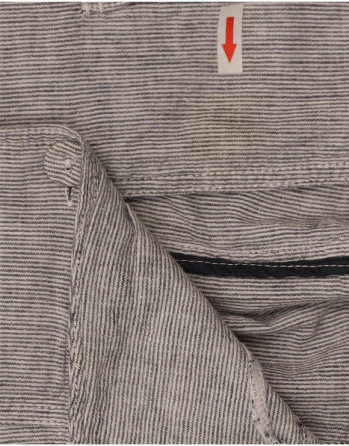 M&Co Damen-Blazerjacke mit 2 Knöpfen, Gr. 16, groß, blaues Nadelstreifen-Leinen