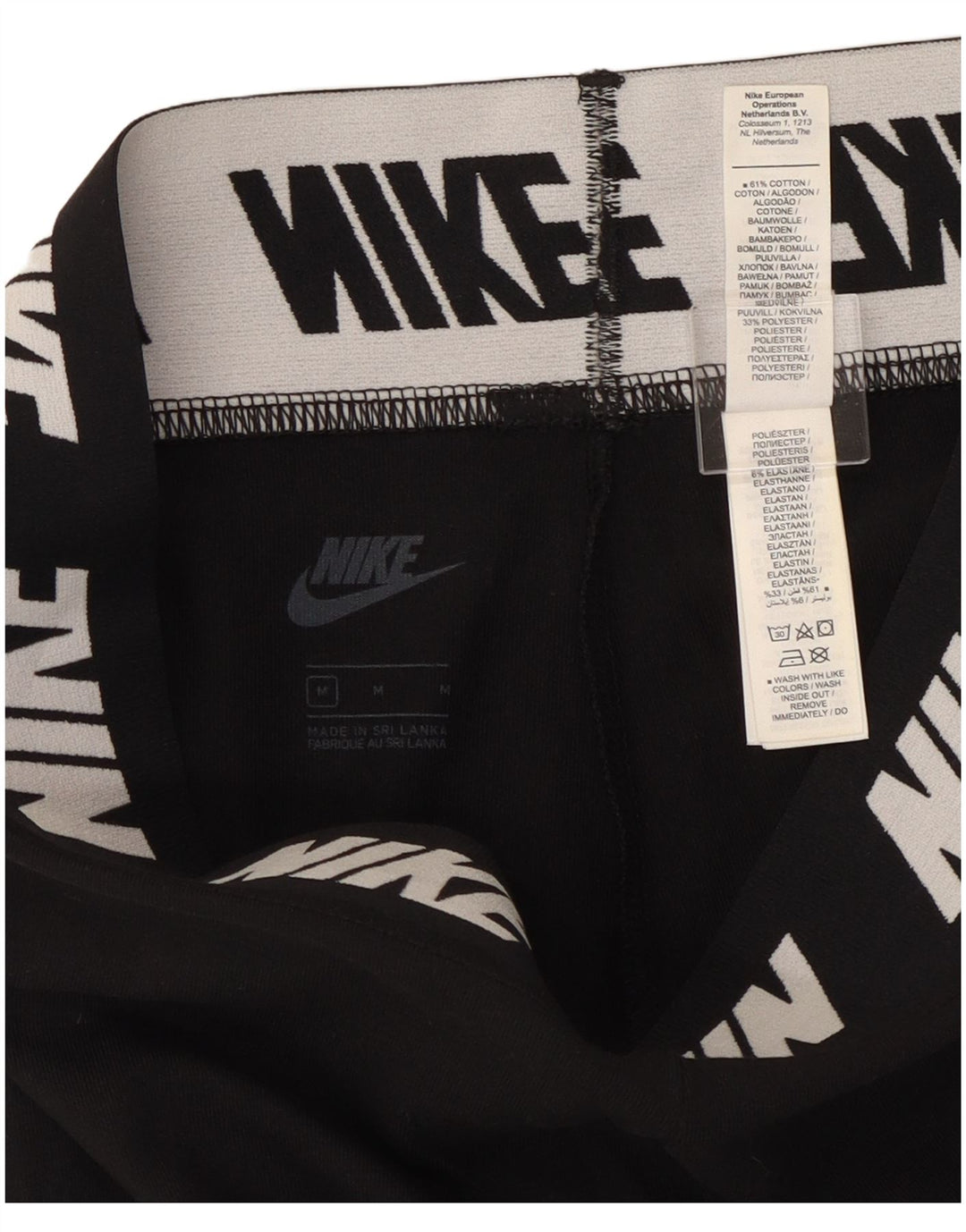 Nike Womens Graphic Leggings UK 12 Mittelschwarze Baumwolle