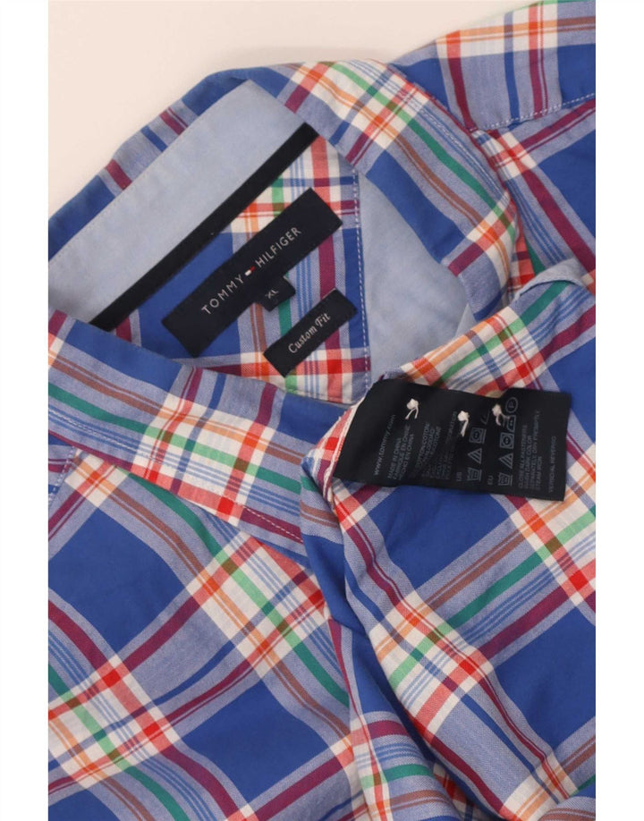 Tommy Hilfiger Herren-Hemd mit individueller Passform, XL, blau kariert, Baumwolle