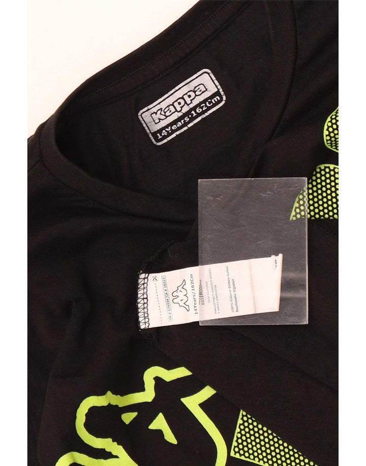 Kappa Jungen Graphic Top Langarm 13–14 Jahre schwarze Baumwolle