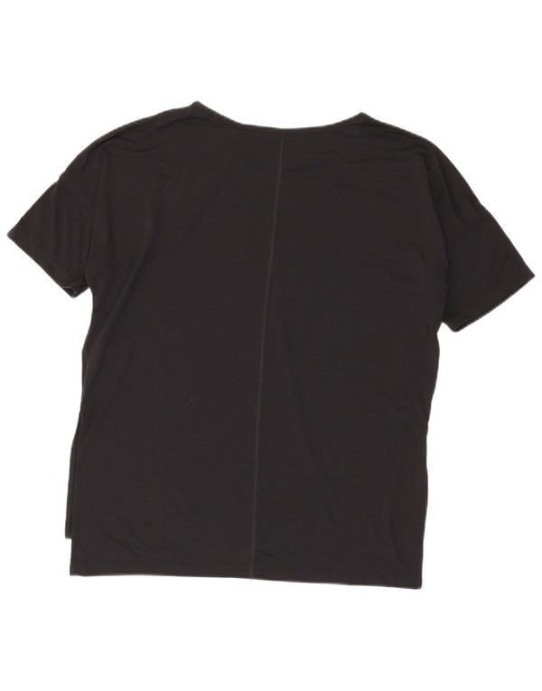 Nike Damen Dri Fit Übergroßes T-Shirt-Oberteil UK 14 Mittelschwarzes Polyester