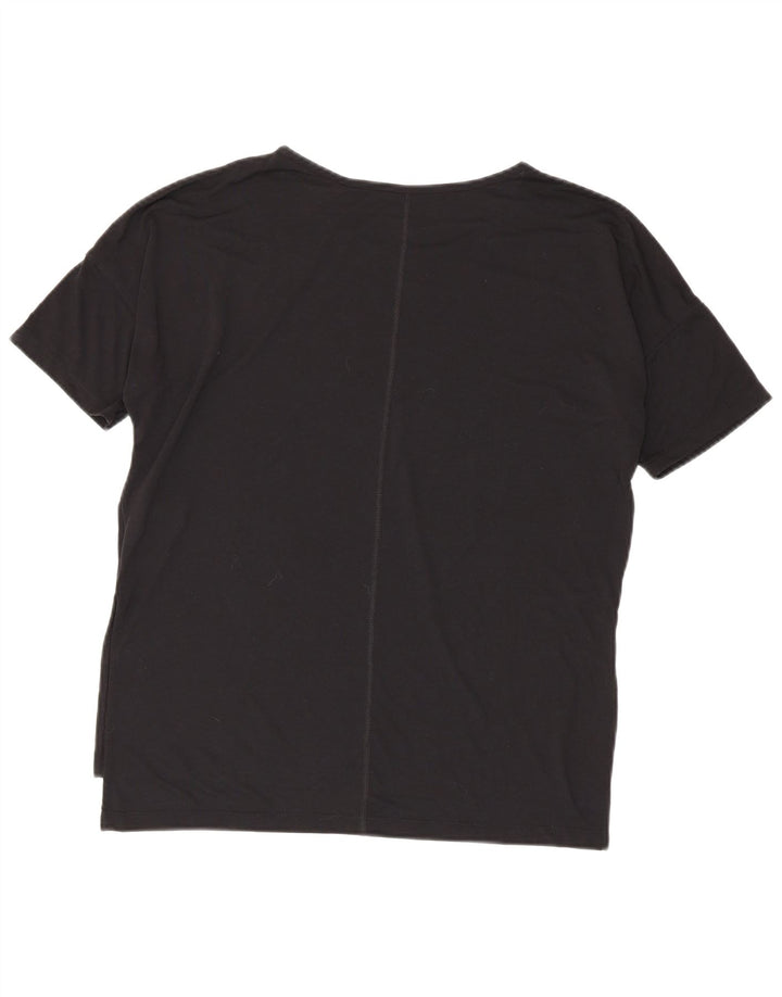 Nike Damen Dri Fit Übergroßes T-Shirt-Oberteil UK 14 Mittelschwarzes Polyester