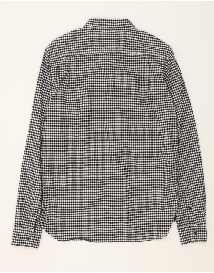 SUPERDRY Herren-Hemd, groß, schwarzes Gingham-Baumwolle