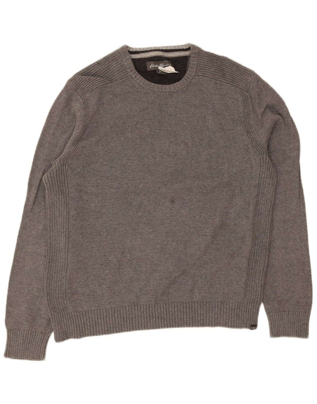 Eddie Bauer Herren-Pullover mit Rundhalsausschnitt, groß, graue Baumwolle