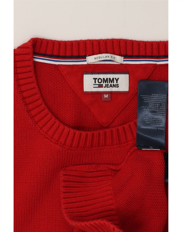 TOMMY HILFIGER Herren-Pullover mit Rundhalsausschnitt, reguläre Passform, mittelrote Baumwolle
