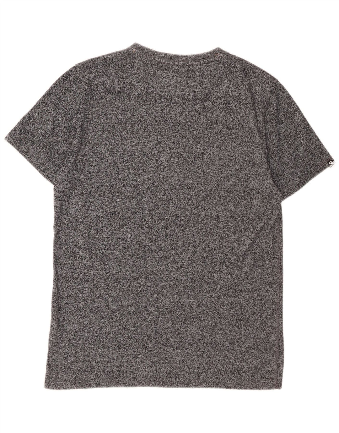 SUPERDRY Grafisches T-Shirt-Oberteil für Herren aus mittelgrau gesprenkelter Baumwolle