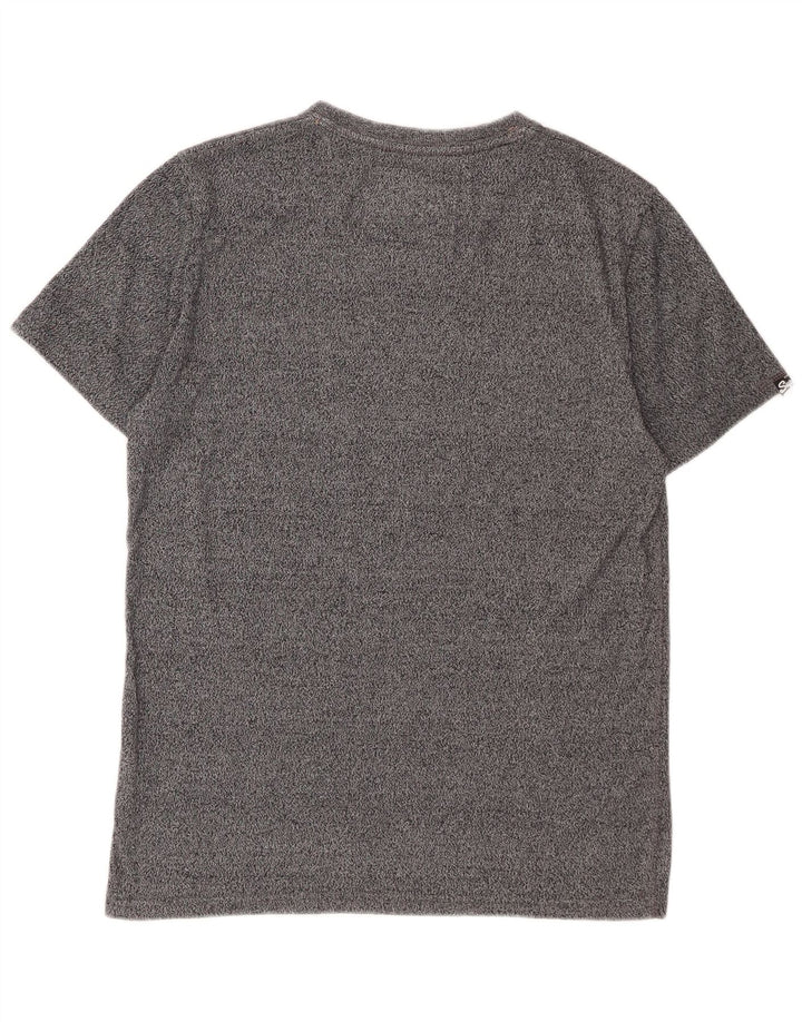 SUPERDRY Grafisches T-Shirt-Oberteil für Herren aus mittelgrau gesprenkelter Baumwolle