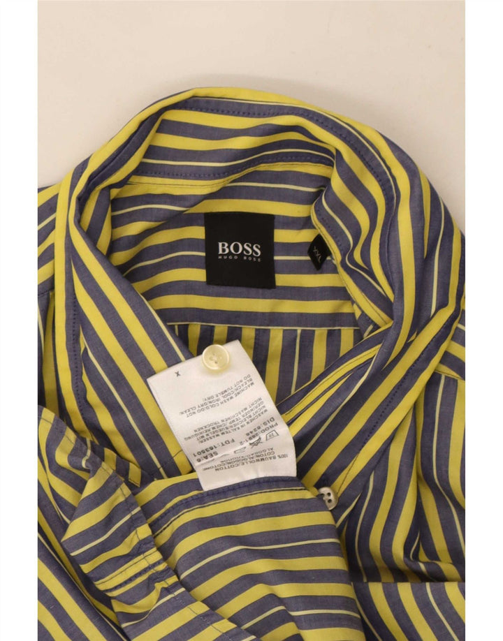 Hugo Boss Herrenhemd 2XL gelb gestreift aus Baumwolle