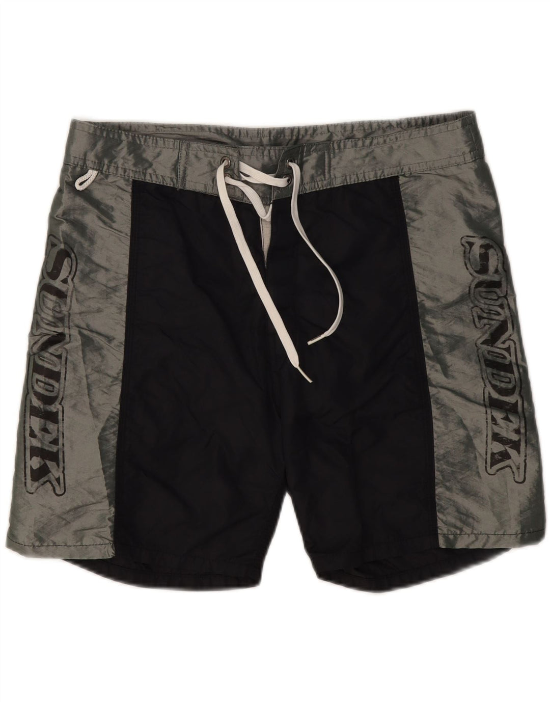 SUNDEK Herren-Badeshorts mit Grafik, Mittelschwarzes Colourblock-Nylon