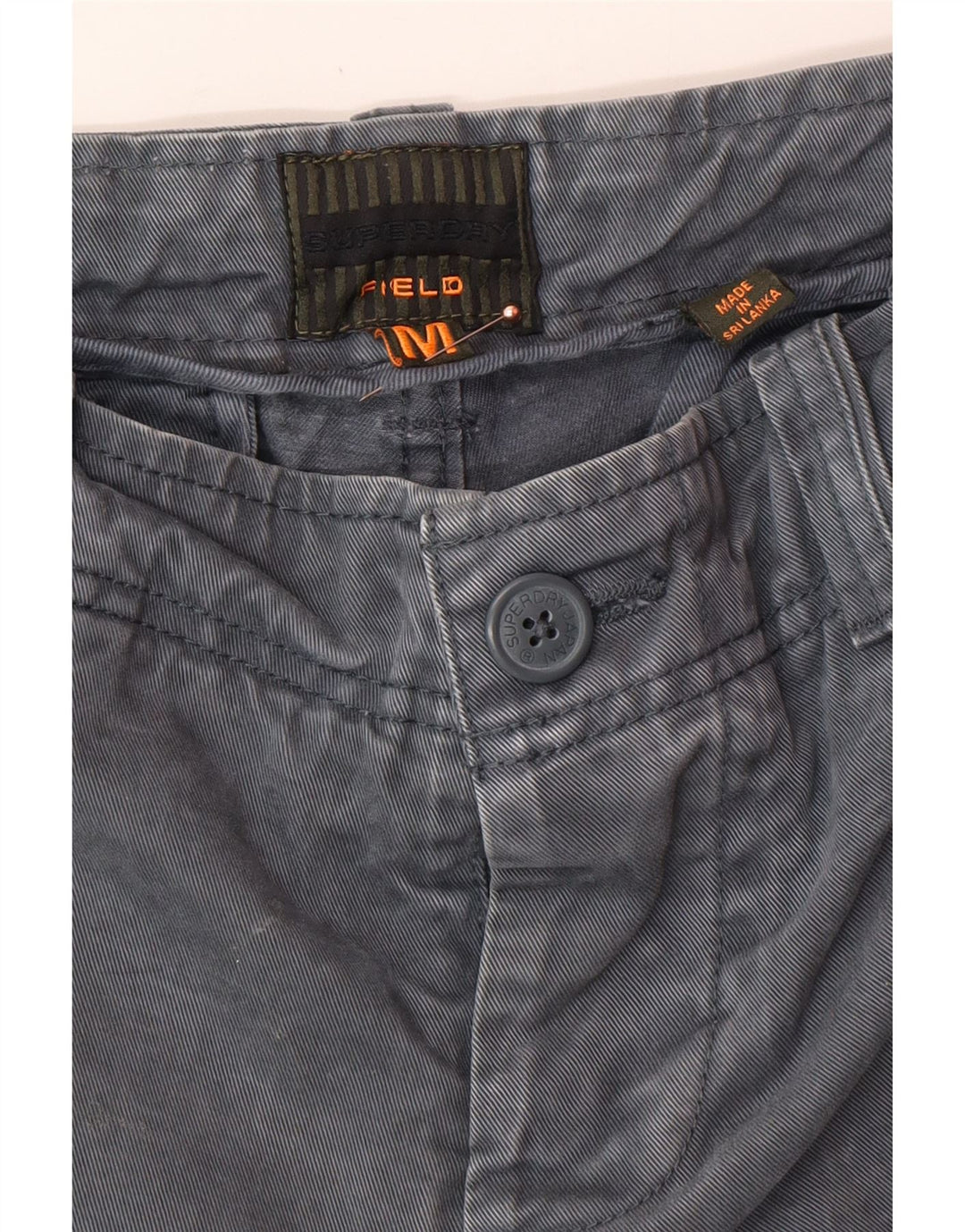 SUPERDRY Herren-Cargo-Shorts, mittelgroß, W32, graue Baumwolle