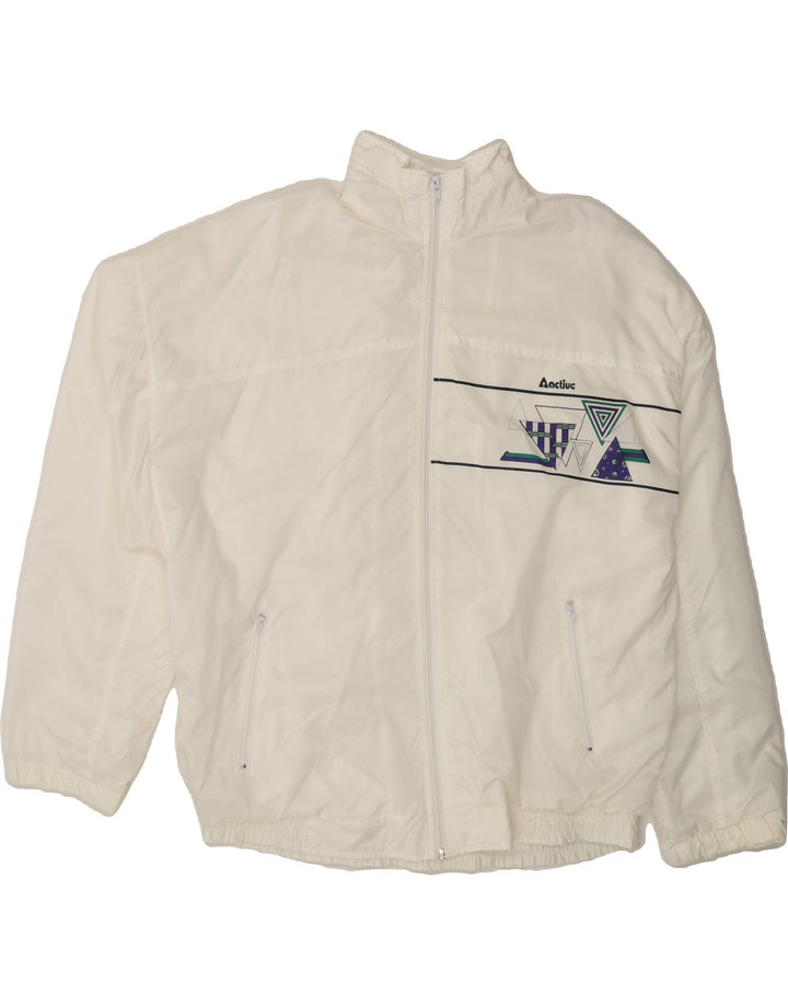 ACTIVE Mens Graphic Tracksuit Top Jacket 2XL White Polyamide Vintage Active and Second-Hand Active from Messina Hembry 