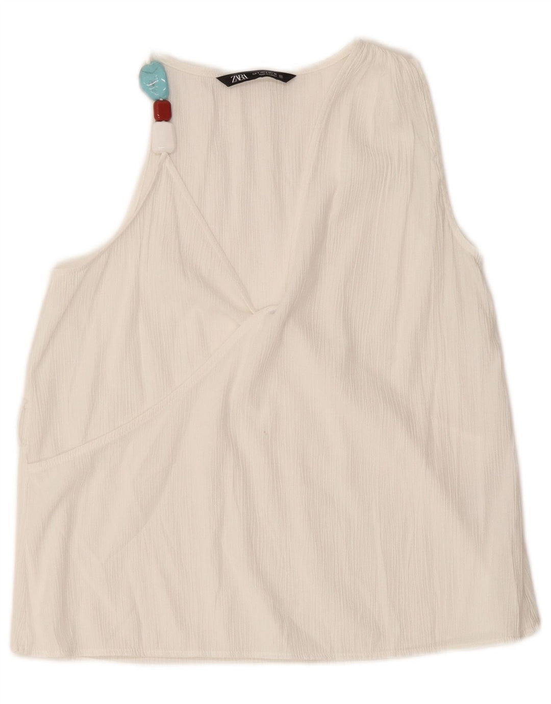 Zara Damen ärmelloses Blusenoberteil UK 10 Small Weiße Viskose