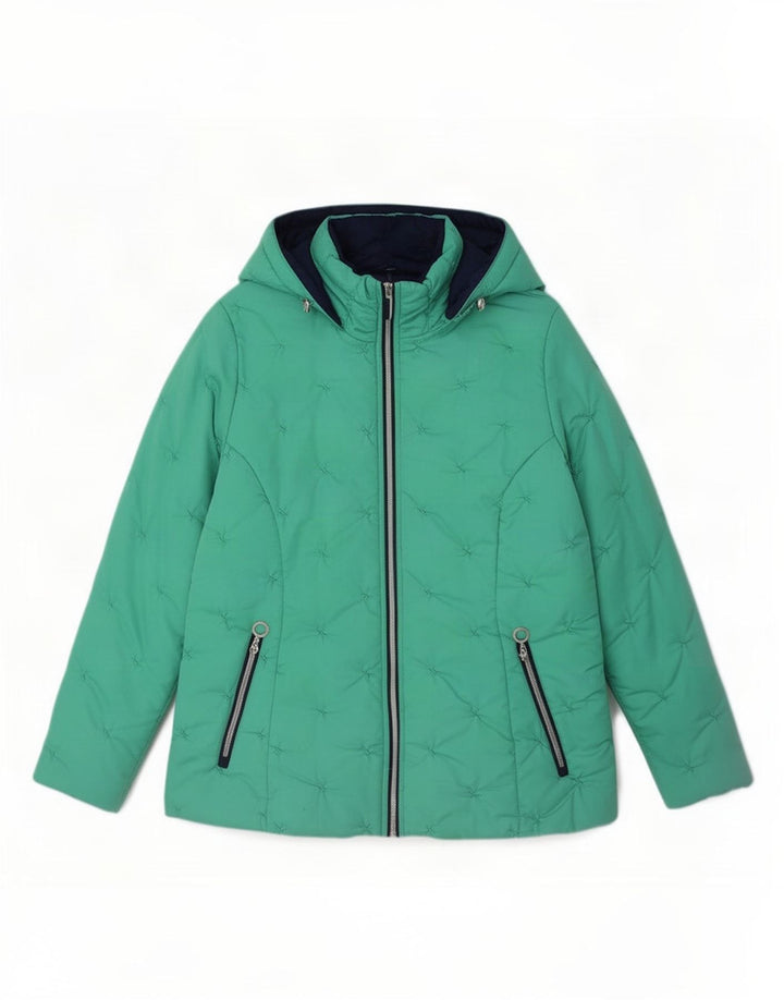 Paco Coastal Wattierte Damenjacke mit Kapuze, UK 12, Mittelgrün, Polyester