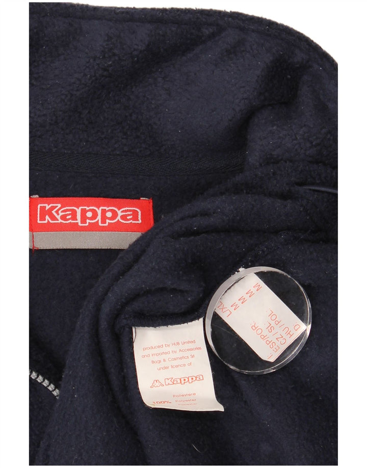 Kappa Herren-Fleecepullover mit Reißverschluss am Hals, groß, marineblaues Polyester