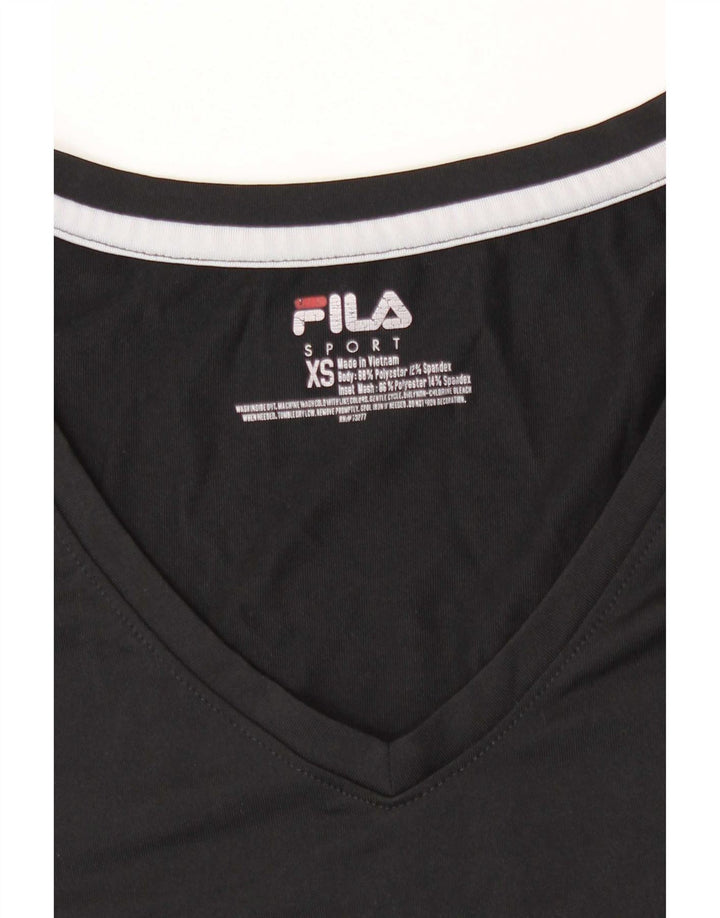 Fila Damen T-Shirt Top UK 6 XS Schwarz Polyester