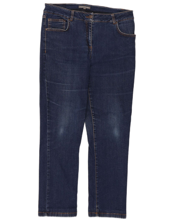 Laura Ashley Damen-Cropped-Jeans, UK 14, Größe L, W32, L26, Marineblau, Baumwolle