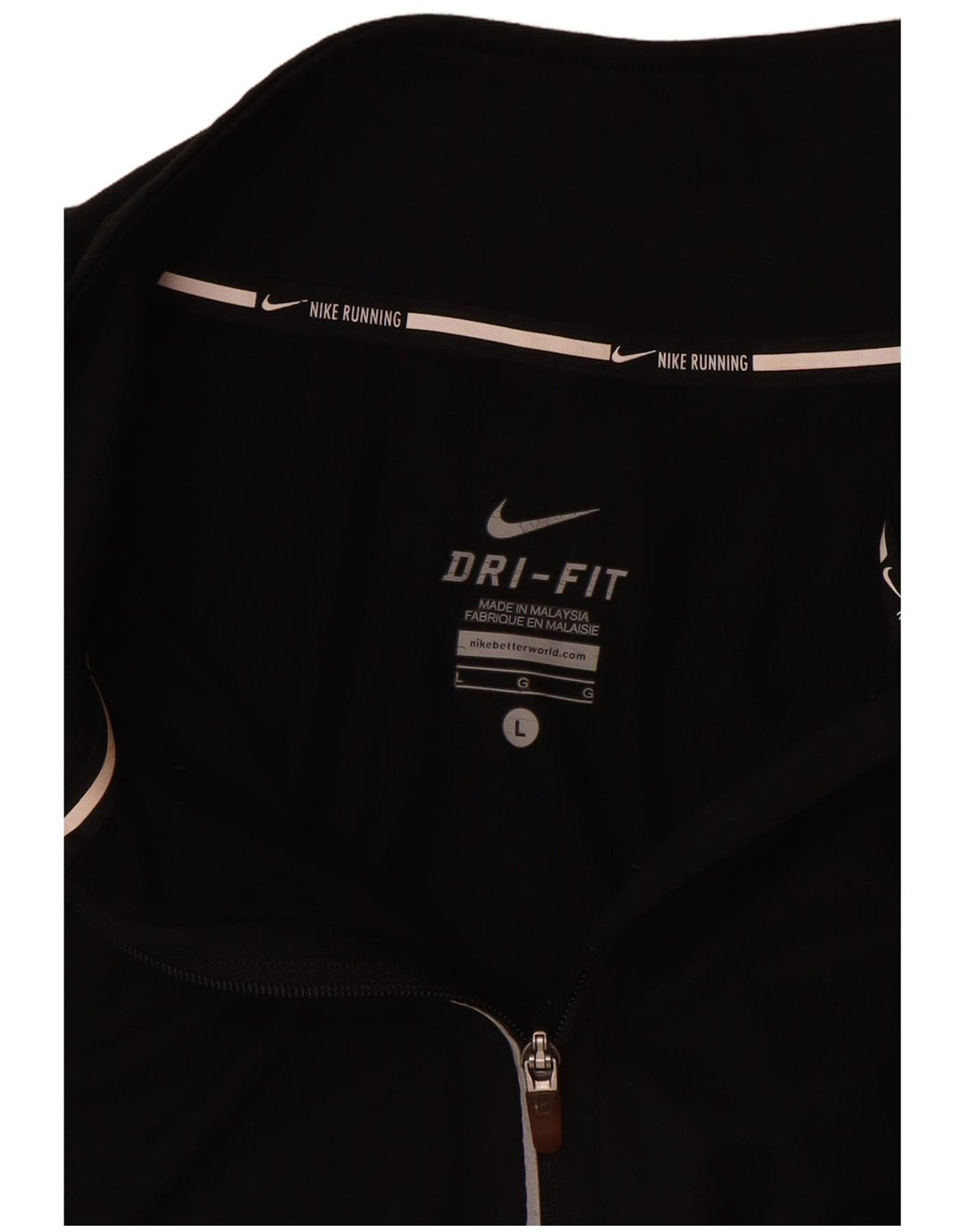 Nike Damen Dri Fit Zip Neck Pullover Trainingsanzug Top UK 16 Large Schwarz