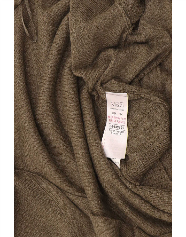 Marks & Spencer Damen-Cardigan mit kurzen Ärmeln, Gr. 14, mittleres Khaki