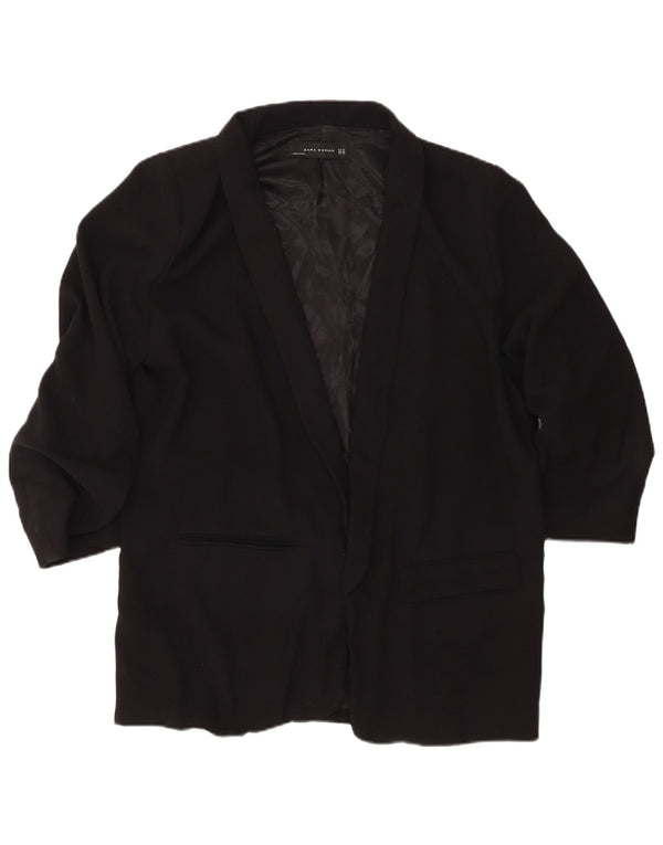 ZARA Womens 3/4 Sleeve Open Blazer Jacket UK 18 XL Black