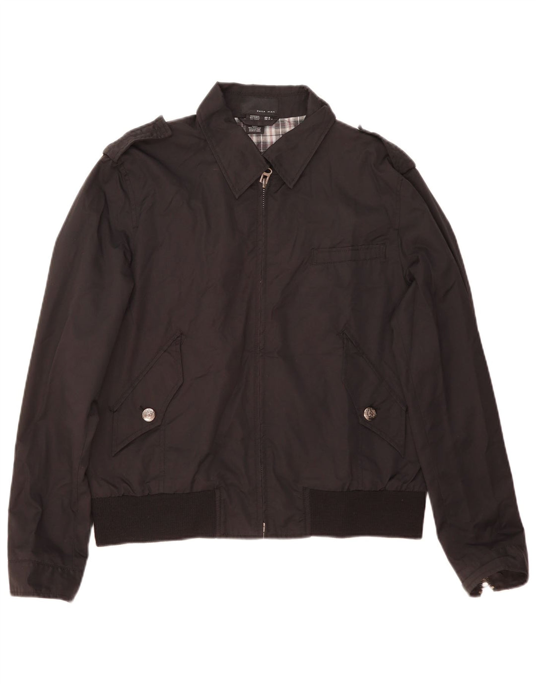 Zara Herren Bomberjacke UK 38 Mittelschwarze Baumwolle