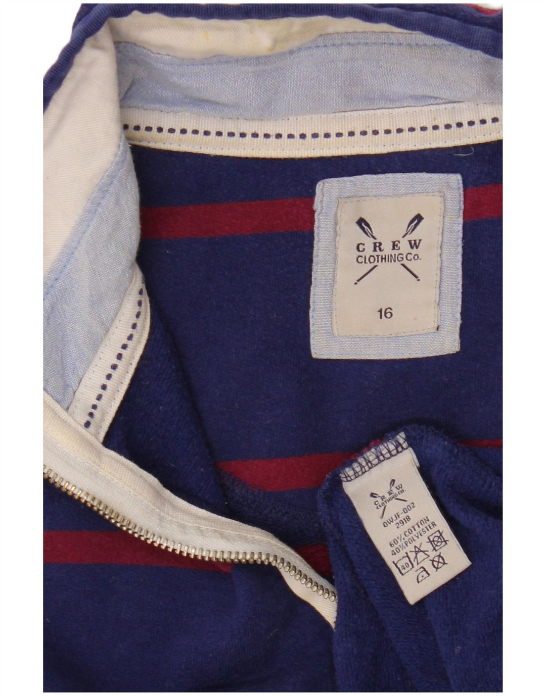 CREW CLOTHING Damen Sweatshirt-Pullover UK 16 Large Marineblau gestreift