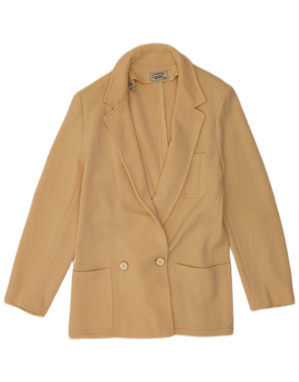 Gibi Damen-Strick-Zweireiher-Blazer-Jacke, IT 44, mittelbeige Wolle