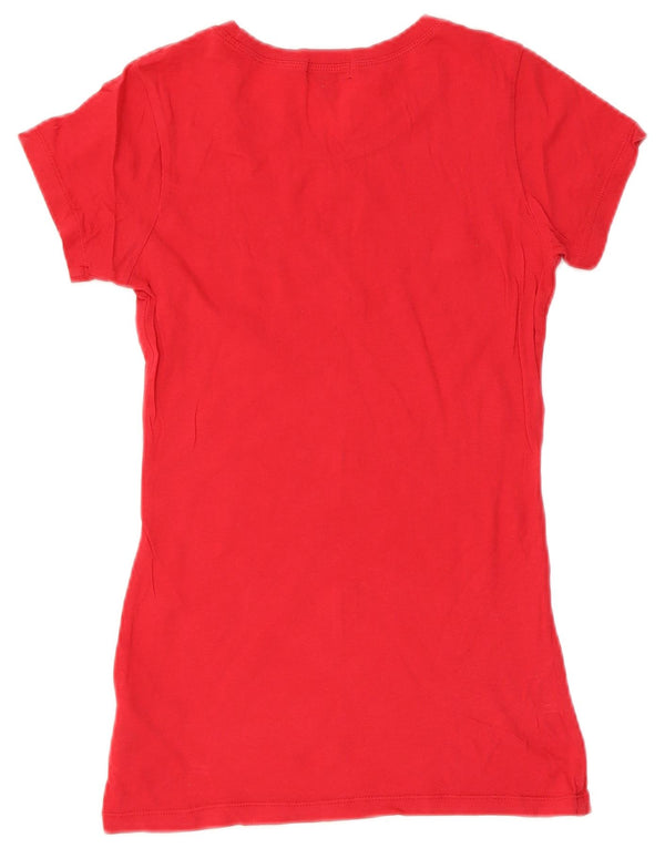Guess Damen Grafik-T-Shirt-Oberteil UK 6 XS Rote Baumwolle