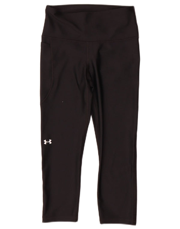 Under Armour Damen Heat Gear Capri Leggings UK 8 Small Schwarz Polyester