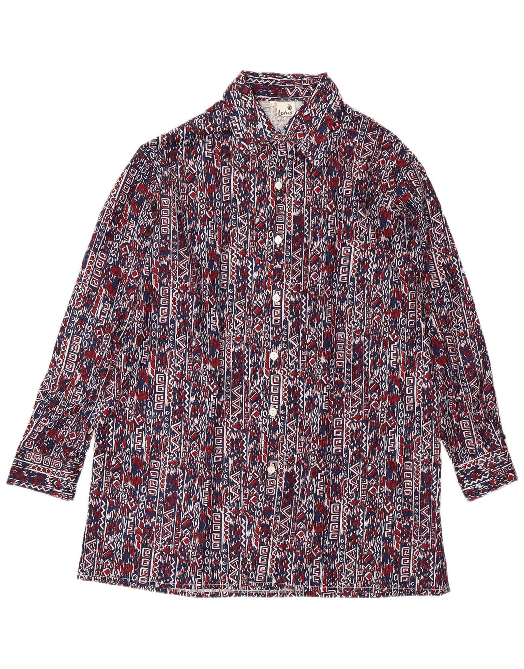 VINTAGE Herrenhemd Größe 41 Groß Marineblau Geometrisch