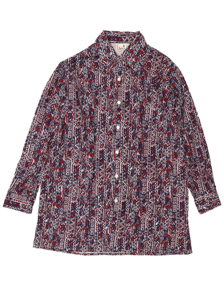 VINTAGE Herrenhemd Größe 41 Groß Marineblau Geometrisch