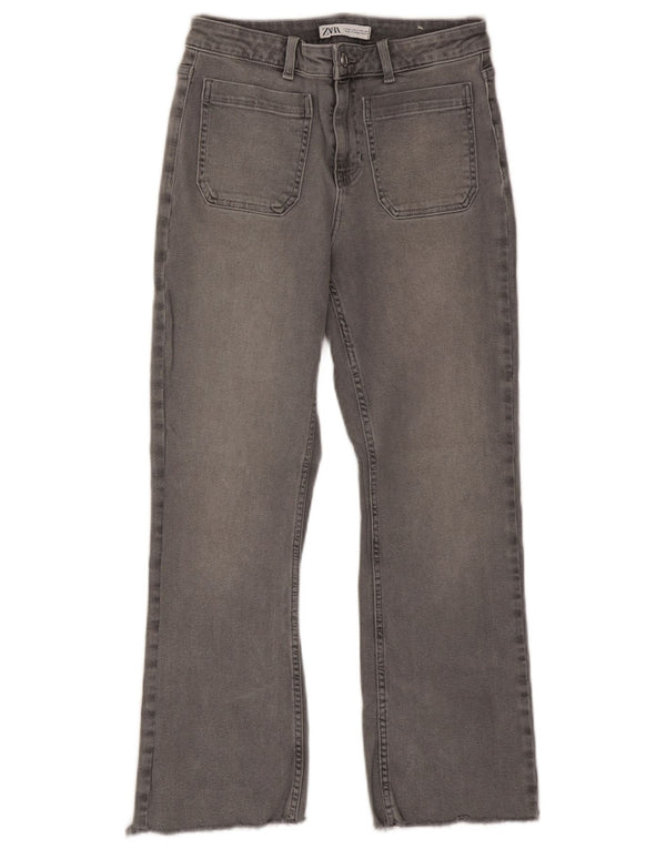 Zara Damen-Cropped-Jeans EU 38 Small W28 L25 Graue Baumwolle