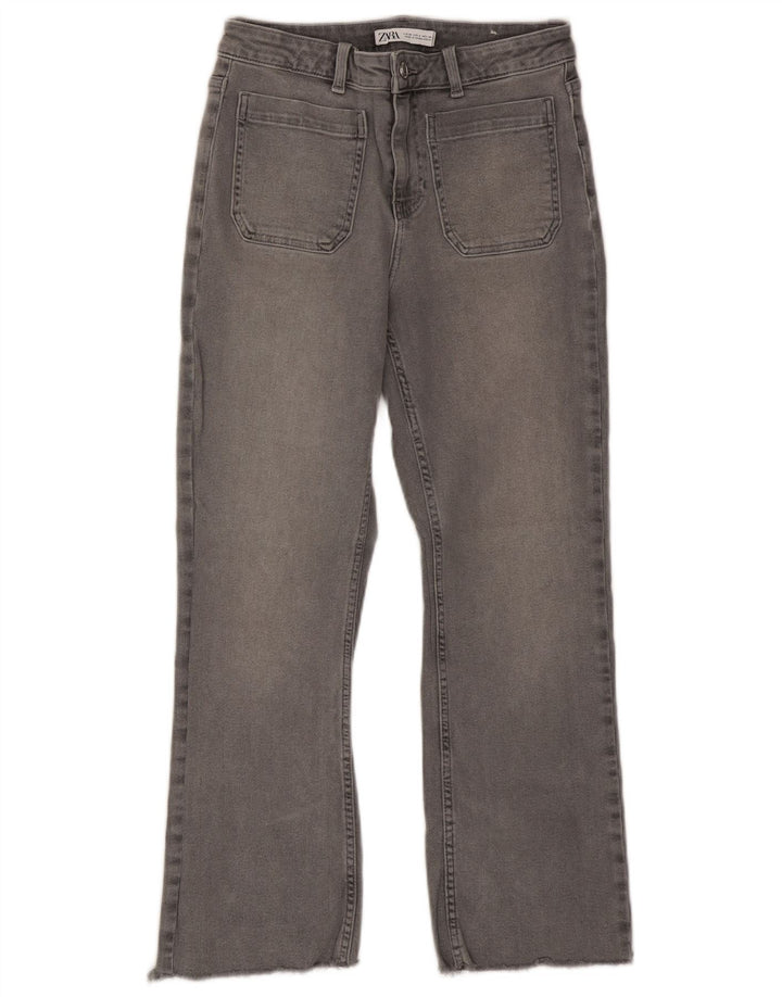 Zara Damen-Cropped-Jeans EU 38 Small W28 L25 Graue Baumwolle