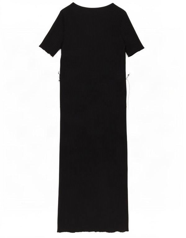 Zara Damen Maxikleid UK 14 Mittelschwarze Baumwolle