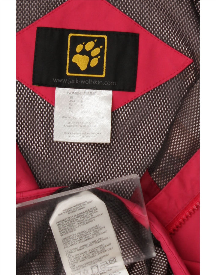 JACK WOLFSKIN Damen Regenjacke mit Kapuze UK 10 Small Rosa Polyamid