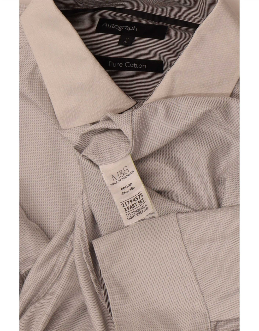 Marks & Spencer Herren-Autogrammhemd, Größe 41, mittelgraue Baumwolle