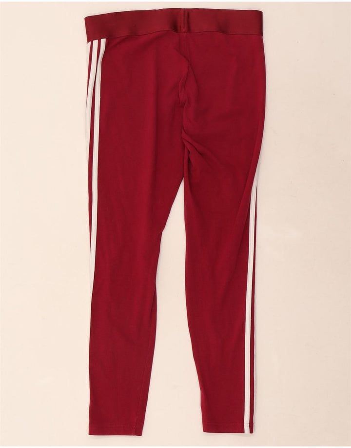 Adidas Damen Leggings UK 12/14 Mittelrote Baumwolle