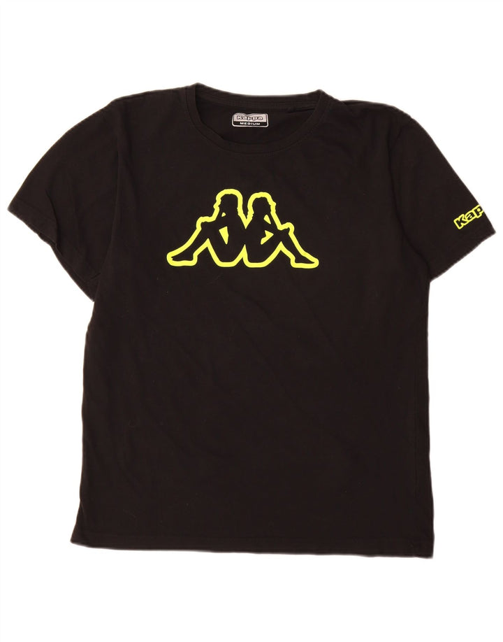 Kappa Herren Grafik-T-Shirt-Oberteil aus mittelschwarzer Baumwolle