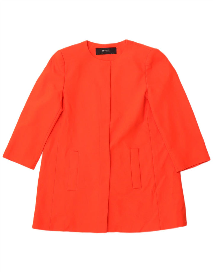 ZARA Damen-Blazer mit 3/4-Ärmeln, offenem Schnitt, Gr. 40, Größe L, Orange, Baumwolle