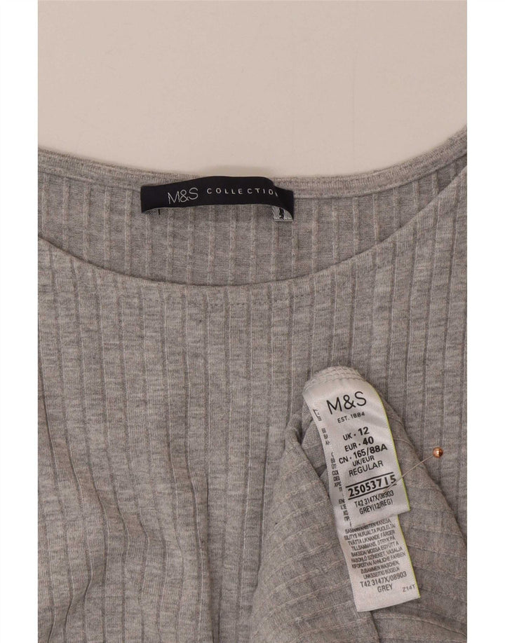 Marks & Spencer Damen Ärmelloses, figurbetontes Kleid UK 12 Mittelgraue Viskose