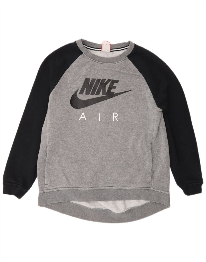 Nike Damen Air Graphic Sweatshirt Pullover UK 14 Mittelgrau Farbblock