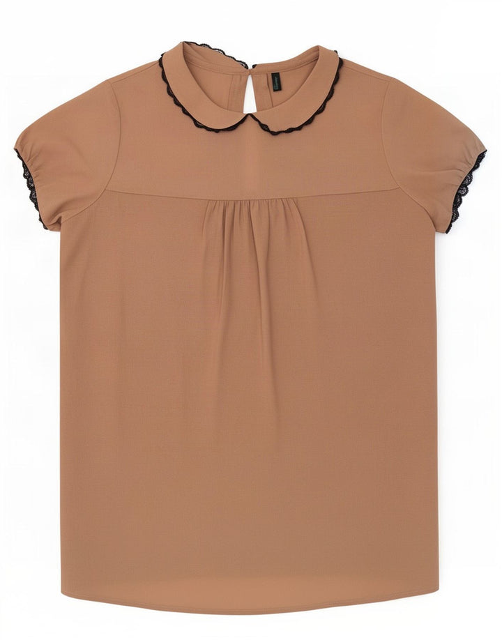 Benetton Damen-Blusenoberteil UK 10 Small Beige Polyester