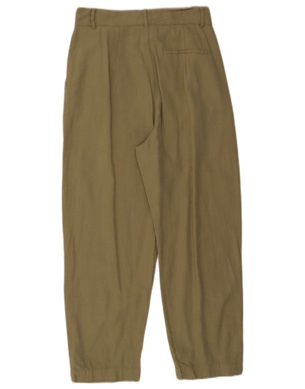 Zara Damen Chino-Hose mit Pegged, Größe M, W28, L25, Khaki, Baumwolle